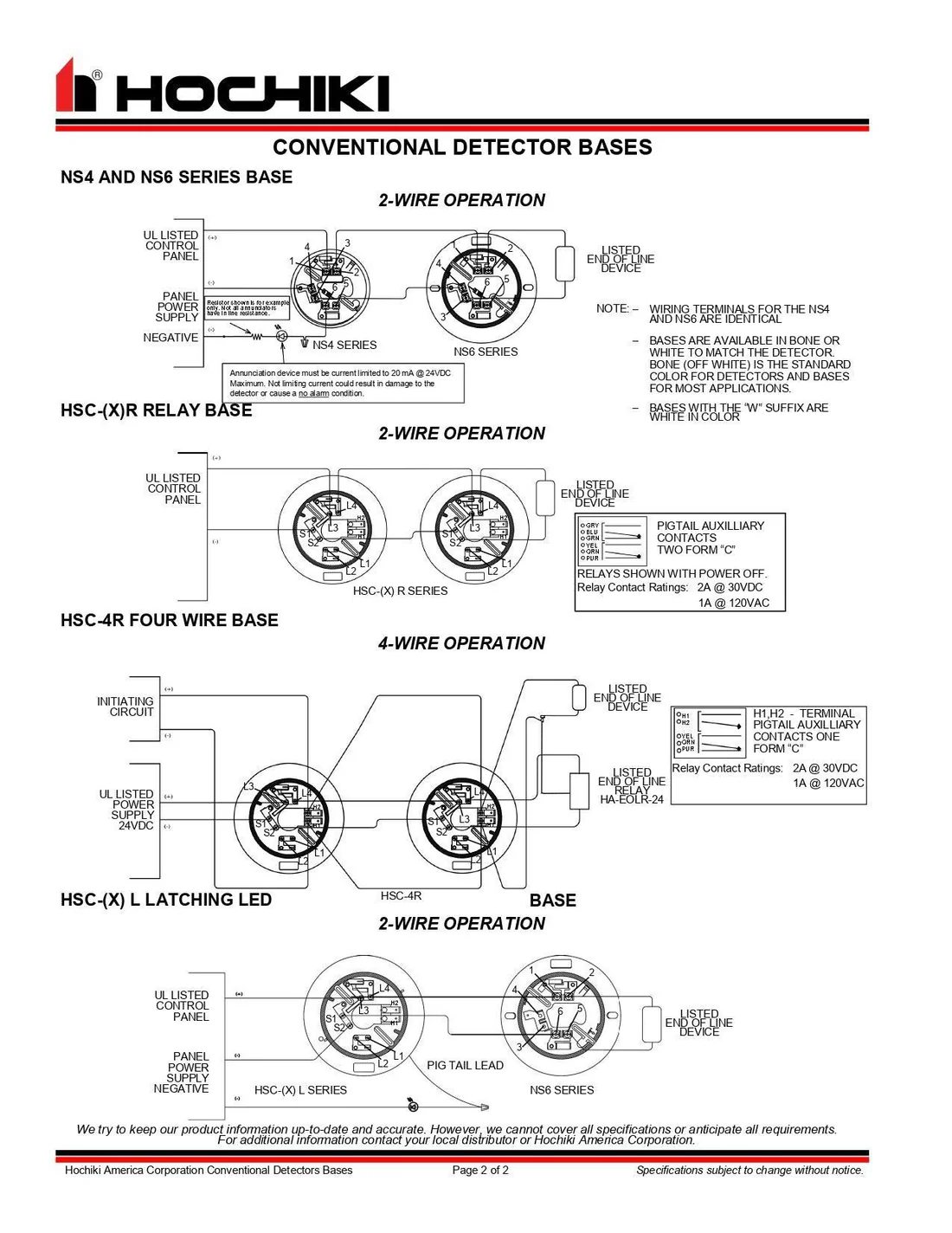 Base detectora convencional Hochiki NS6100 para la instalación y conexión de detectores convencionales en sistemas de alarma contra incendios.